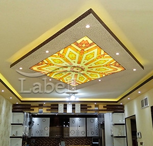 سقف کششی چاپی همراه با نورپردازی